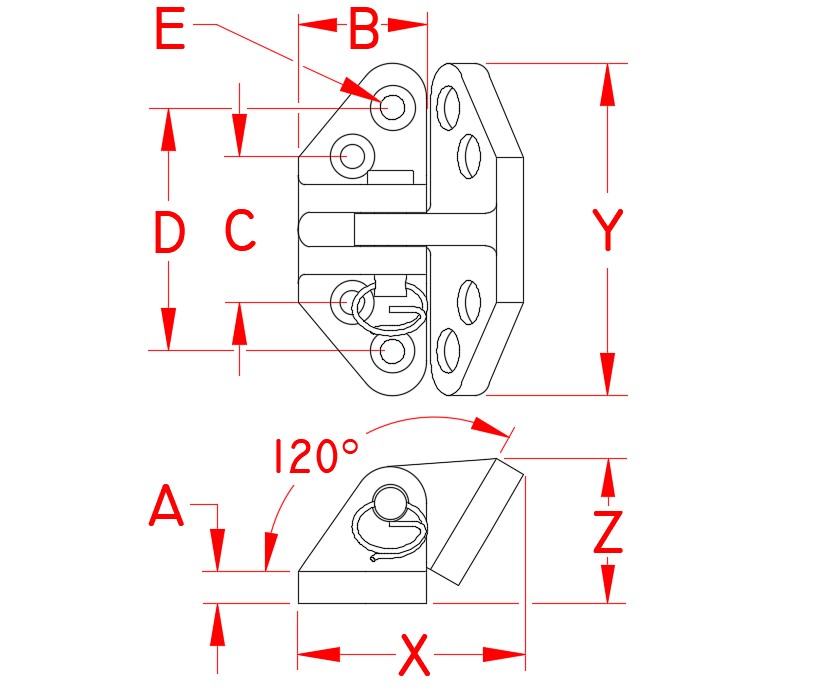 Stainless Steel Heavy Duty Hatch Hinge - Angle Base, S3824-1075, Line Drawing Stainless Steel Heavy Duty Hatch Hinge - Angle Base, S3824-1075, Line Drawing